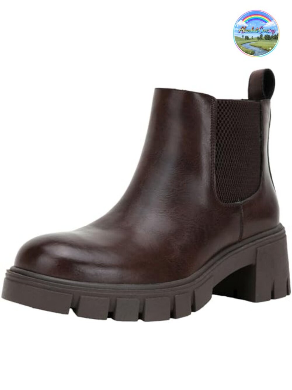Women's Faux Leather Chunky Platform Chelsea Ankle Boots Slip On Block Heel